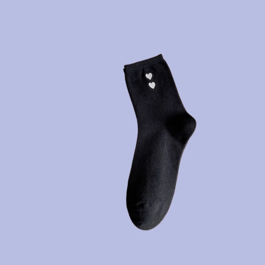 Chaussettes en coton brodées Love Ins pour femmes, chaussettes mi-tube, chaussettes confortables et décontractées, style collège, haute qualité, 5/10 paires