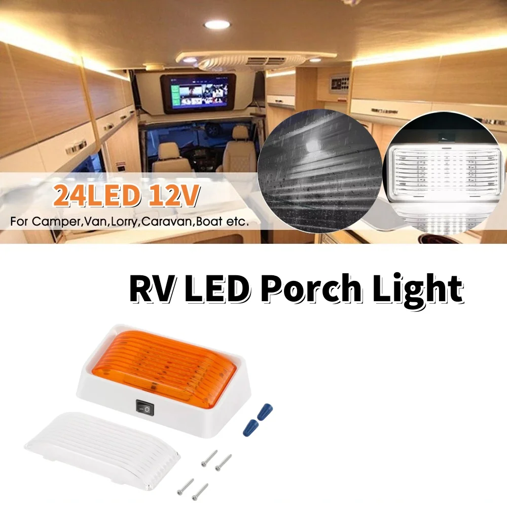 RV Reading Lights Outside Interior Light Ceiling Dome Porch 24led 12v For Caravan Motorhome Camper Trailer