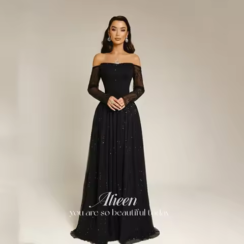 Aileen Customized Luxurious Evening Dresses for Special Occasions Black Women Evening Dress Vestidos De Festa Lace A-line Prom