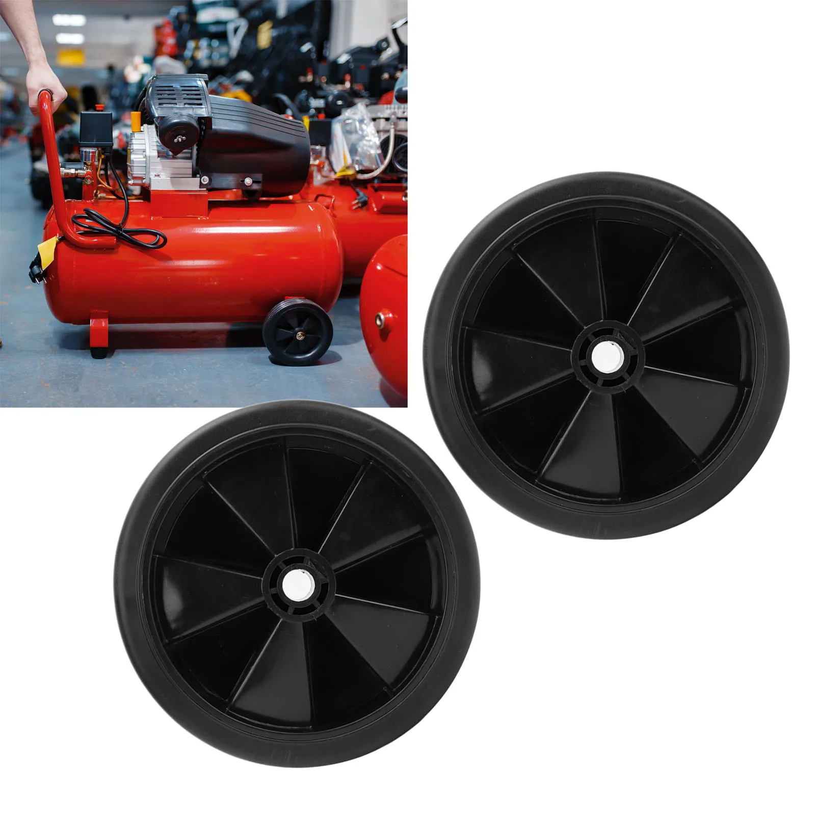 2PCS 6 Inch Universal Wheels 12 Holes Rubber Air Compressor Wheel Replacement Part 150mm Diameter