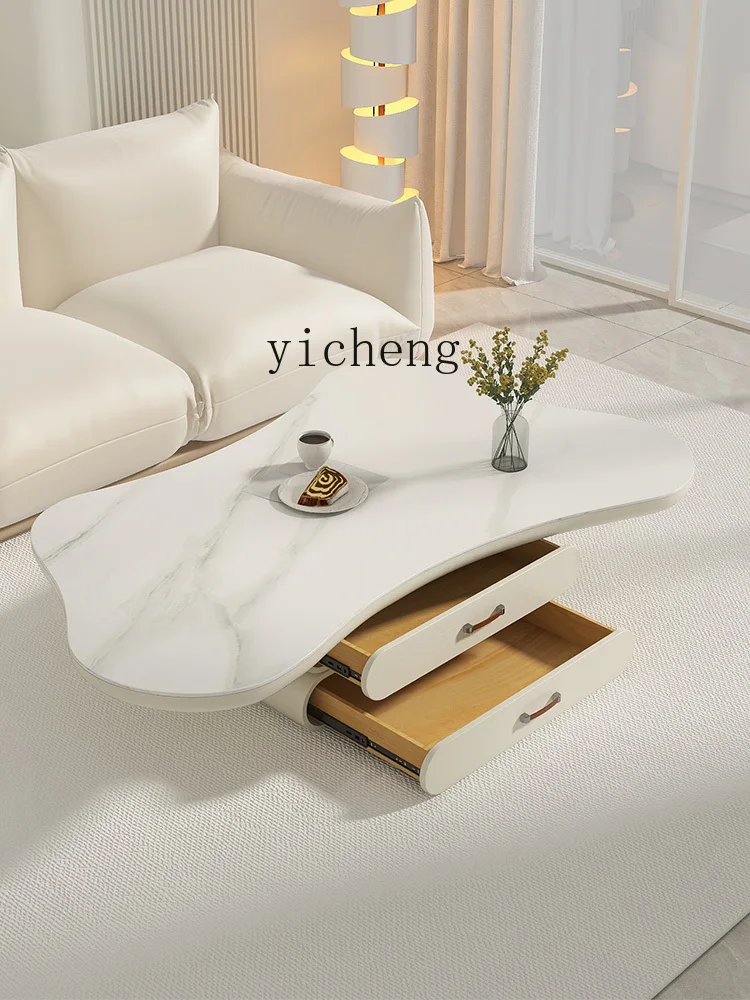 Zk Cloud Stone Plate Tea Table Shaped Irregular Silent Wind Living Room Home Cream Style Tea Table