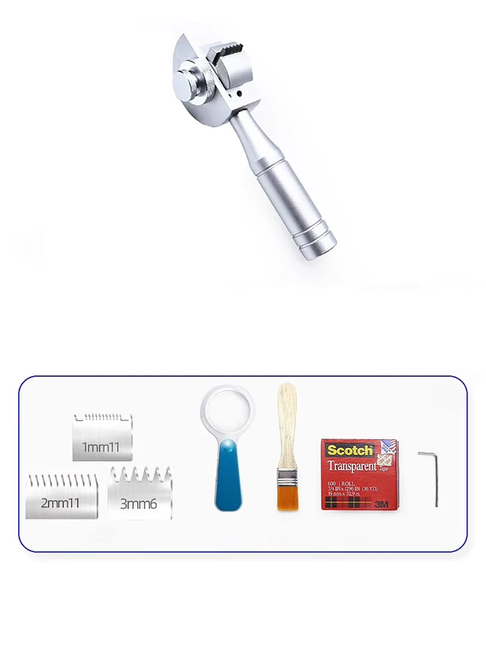 QFH Professional Cross Hatch Cutter Kit – 1/2/3mm Blades Rotary Paint Adhesion Tester with Aluminum Case