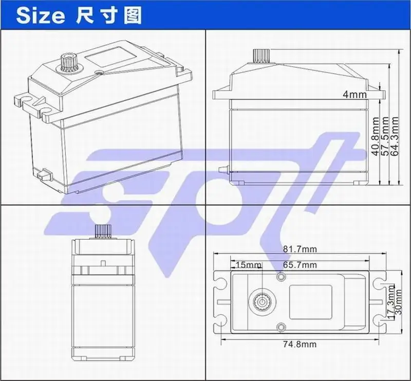 SPT70HV 70KG High Speed Large Torque Digital Servo Motor 180 270 Degree Metal Gear Steering Actuator For Baja RC Car Robot Arm - view 5