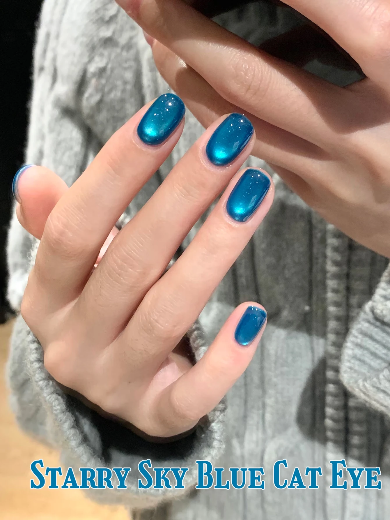 1 قطعة TC الخريف/الشتاء الخيال الأزرق القط العين هلام مسمار البولندية ليلة السماء المرصعة بالنجوم البريق الكنز الأزرق ستار مسمار ملصقات الأظافر لوازم
