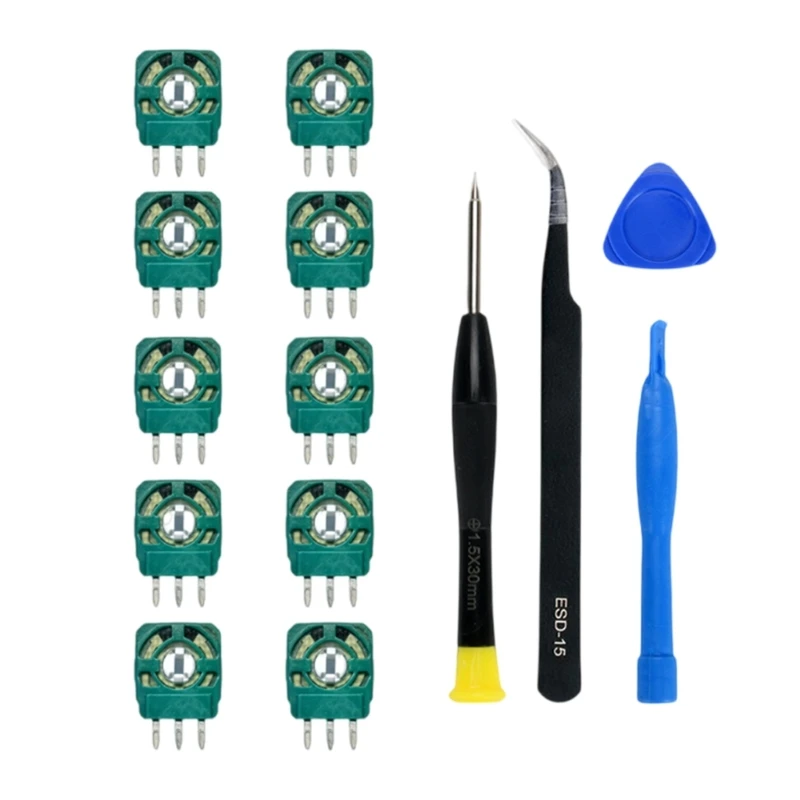 For PS5 Replacement Trim Resistor 10pcs 2K3 Ohm Potentiometer Thumbstick Module with Screwdriver Tweezer Pry Bar