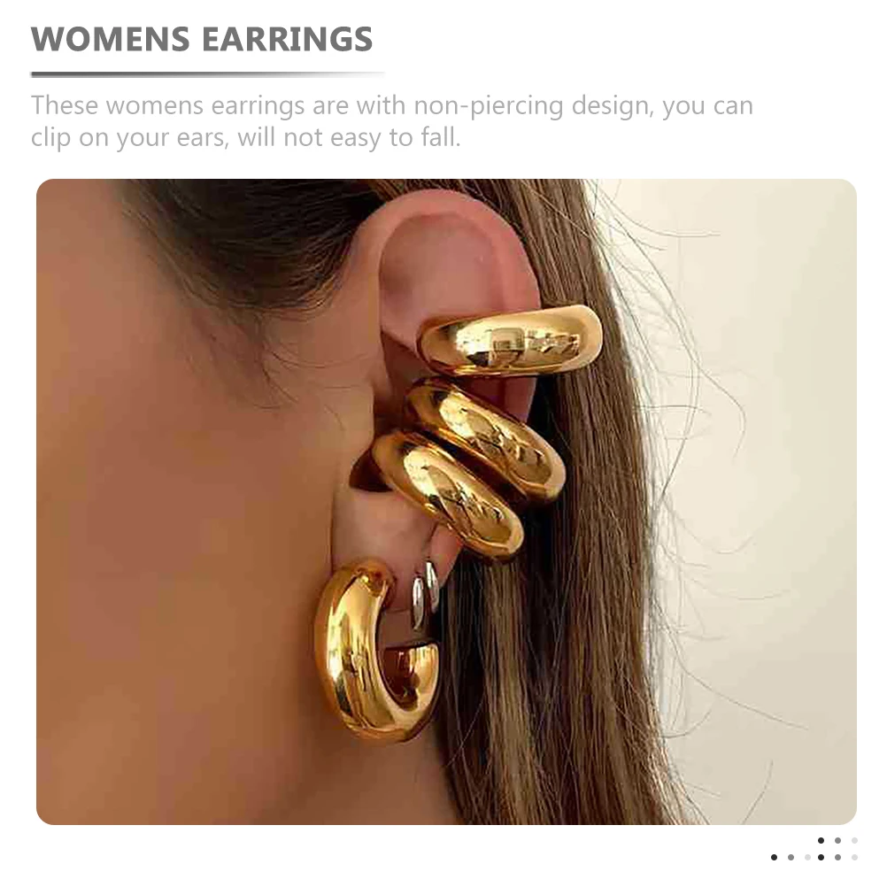 

Stainless Steel Ring Ear Clip Non Piercing Cuff Earrings Statement Earrings Girls Jewelry Accessories