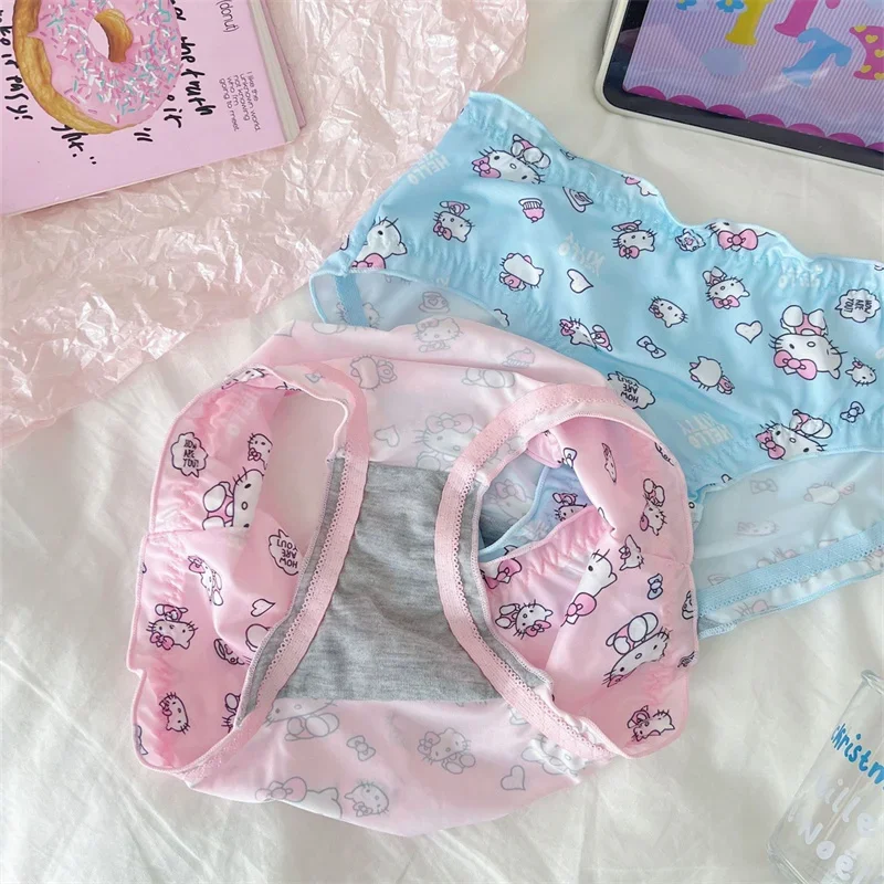 Kawaii Underwear Set Hello Kitty Girly Heart Undergarments Anime Sanrio Cute Ktcat Sweet Cartoon Comforts Bra Set Girls Clothes