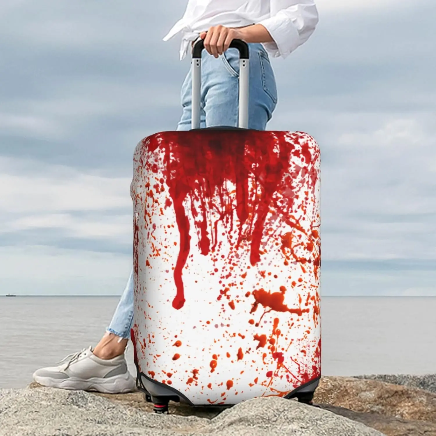 

Blood Splatter Horror Luggage Cover, Protective Washable Suitcase Cover - Travel High Elastic Fibers Suitcase Protector