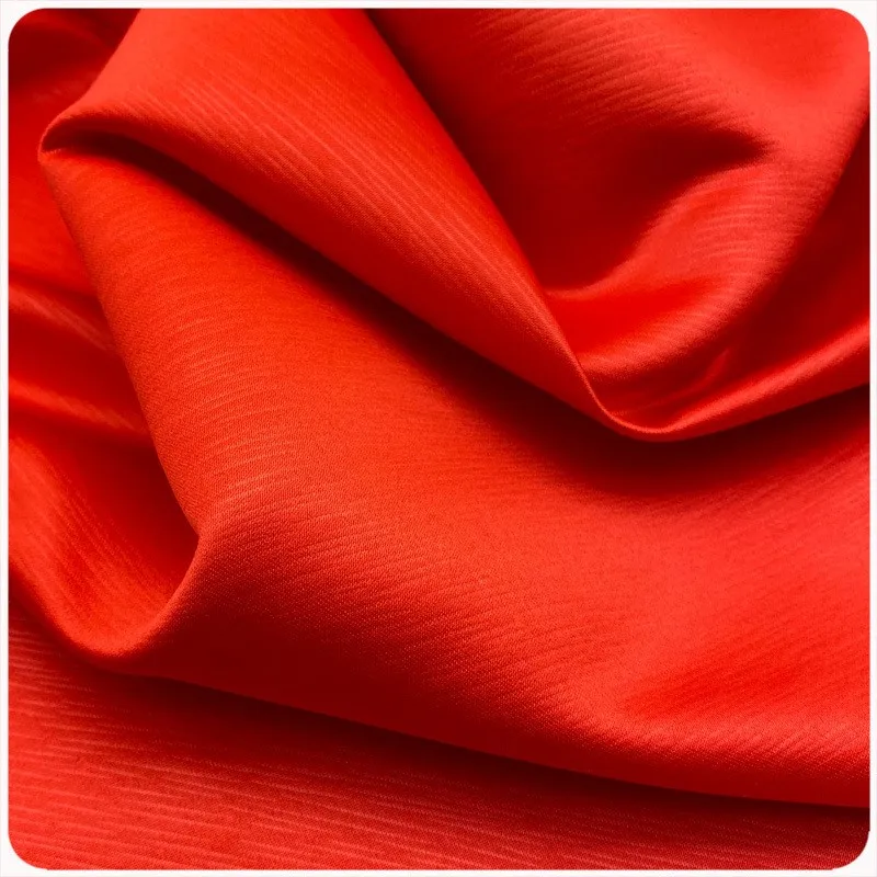 

185-gram large red meteor satin textured thick fabric for dress and shoe materials