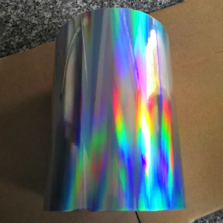 self-adhesive Sticker plain rainbow holographic PP smooth Film 21cm x 50m in roll Laser reflection film