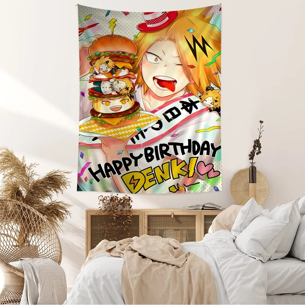 My Hero Academia Kaminari Denki Anime Tapestry Hippie Flower Wall Carpets Dorm Decor Wall Hanging Home Decor