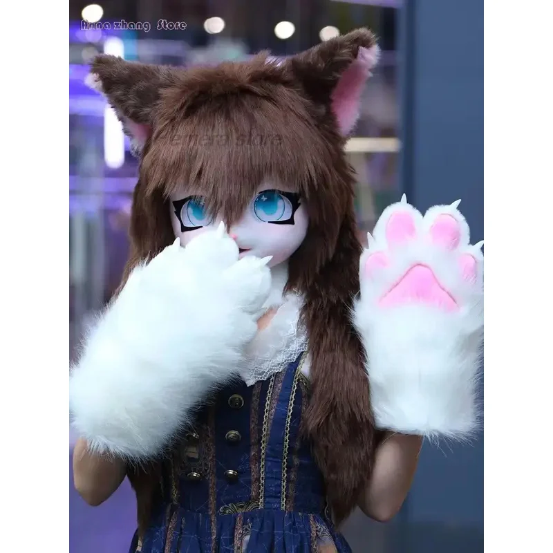 أزياء قناع ليلي 123 كيجورومي ، أزياء فروي ، رؤوس حيوانات ، فراء كفوف الرأس ، قفازات كيغ ، بدلة ذيل Fursuit التأثيرية