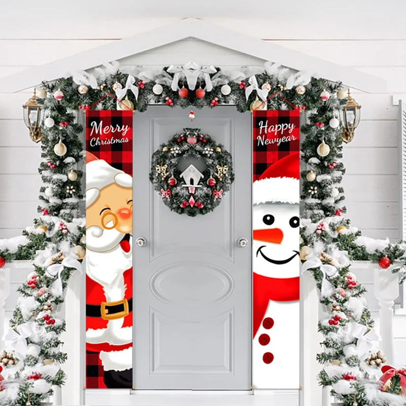 Christmas Porch Banner, Door Banner, Christmas Decorations Porch Sign, Hanging Welcome Banner Sign Decor