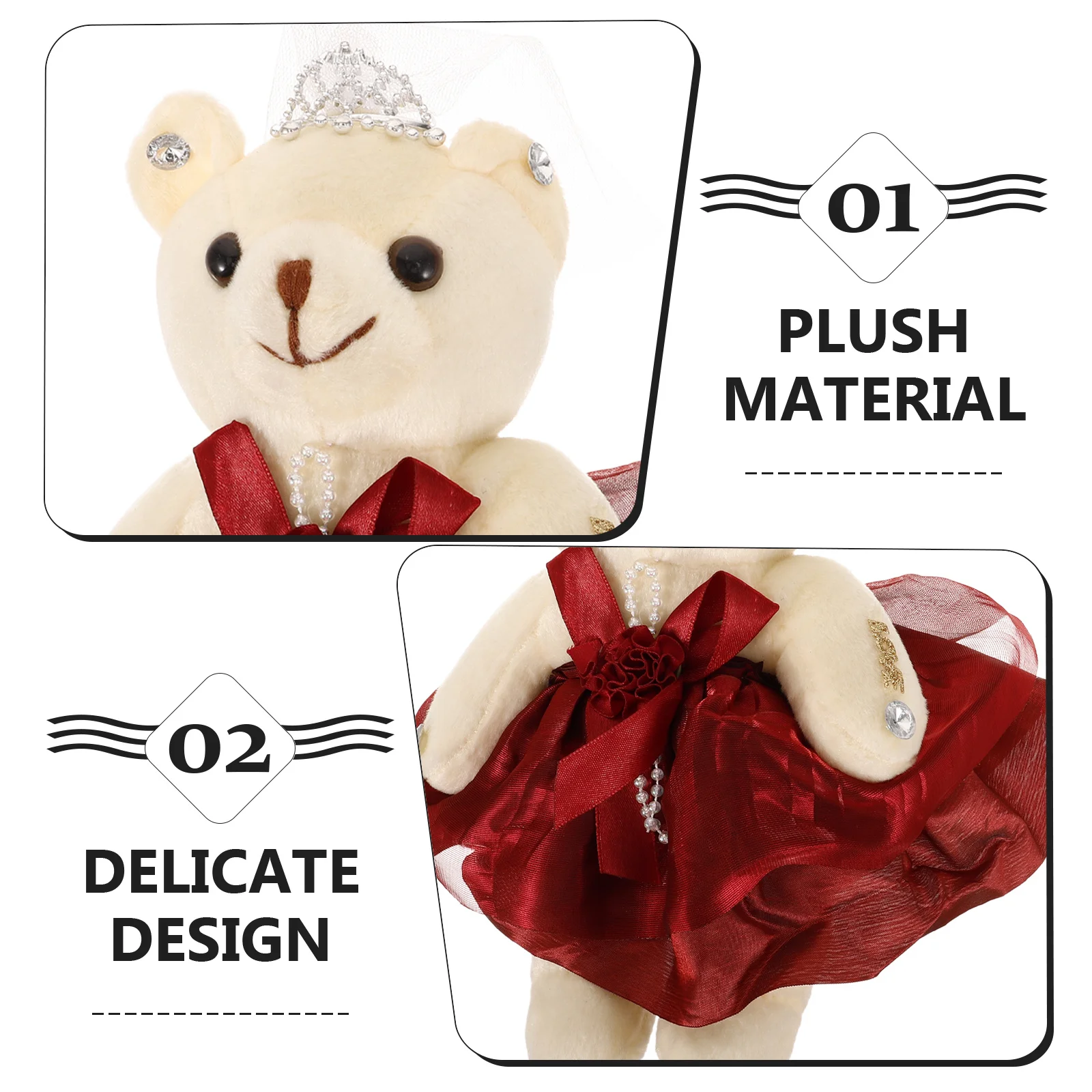 

1 Pair Two-Color Bear Ornaments Valentine Decoration Romantic Bouquet Accessories Party Supplies Cute Bear Shape Gift Packaging