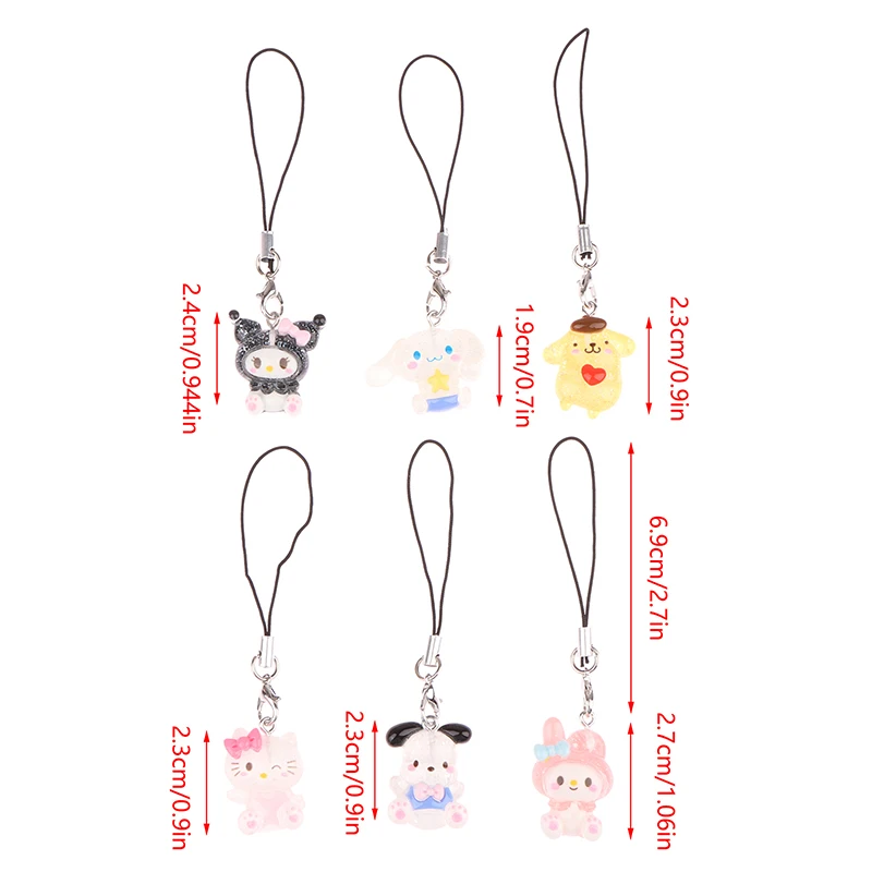 Pendentif de téléphone Sanurgente Melody Cinnamoroll Keychain, Lanyard Kuromi Bag Charm, Hello Kitty, Confrontal Rope Decoration