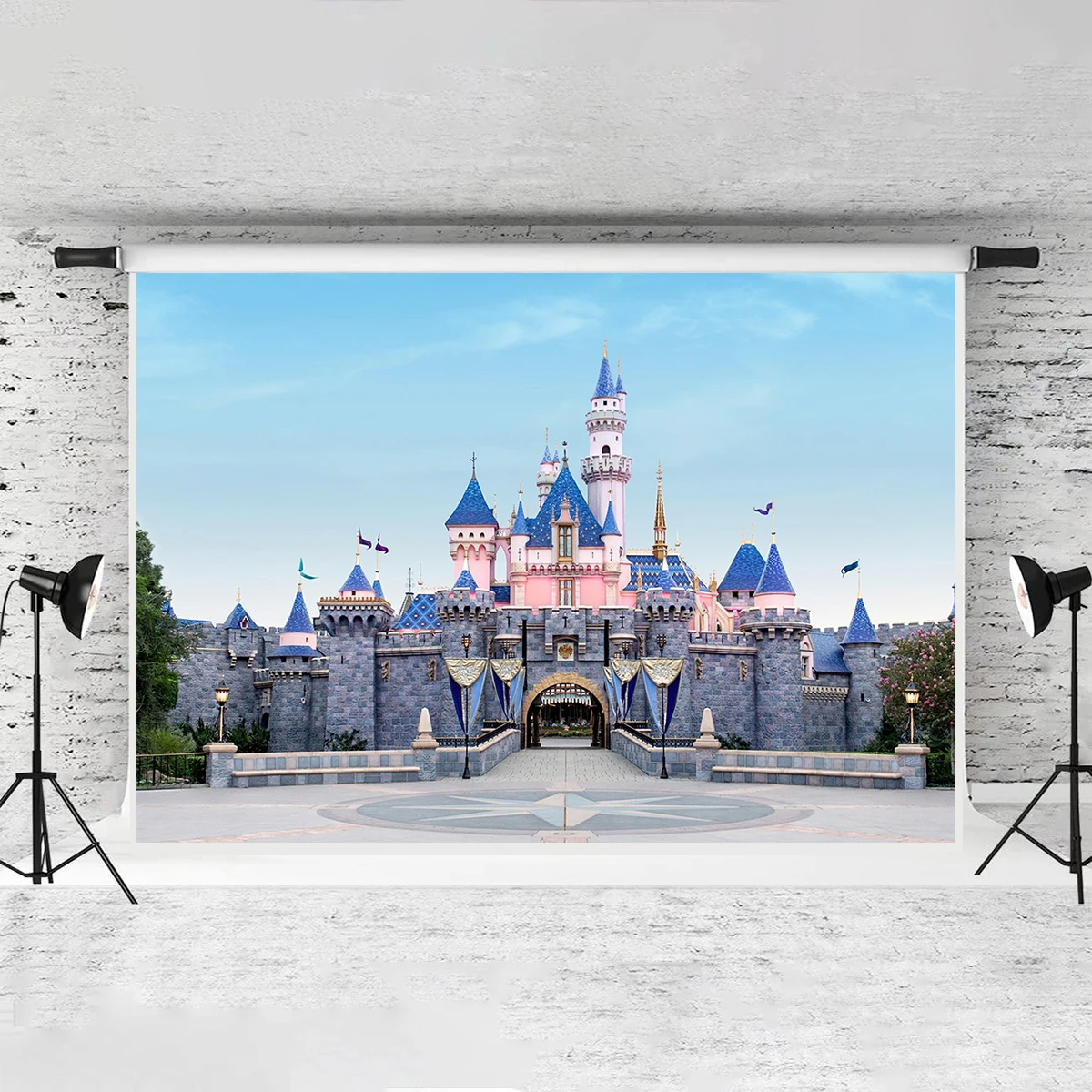 European Castle Dreamlike Princess Architecture Birthday Party Backdrop Fantasy Banner Background Room Decoration River Tree