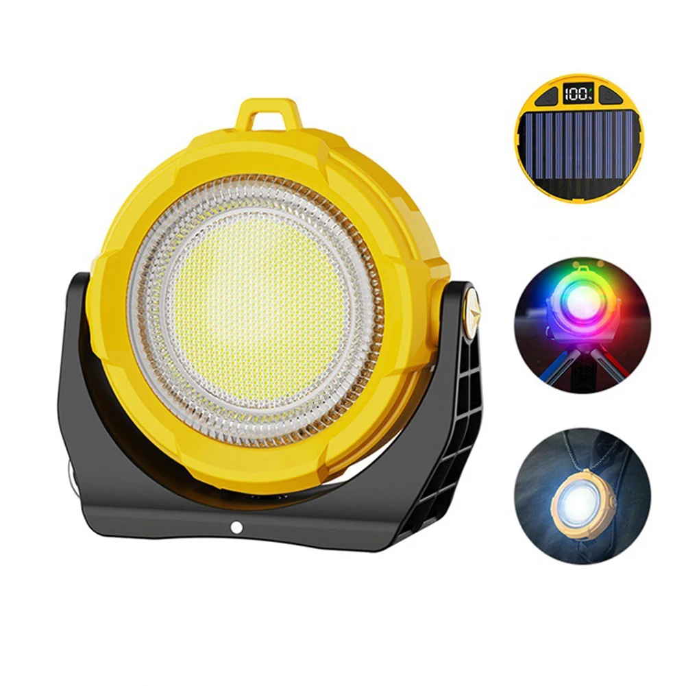 

1 шт., солнечная портативная лампа для кемпинга, мини-солнечная лампа для кемпинга, COB и RGB светодиодная лампа, наружное и обслуживающее рабочее освещение