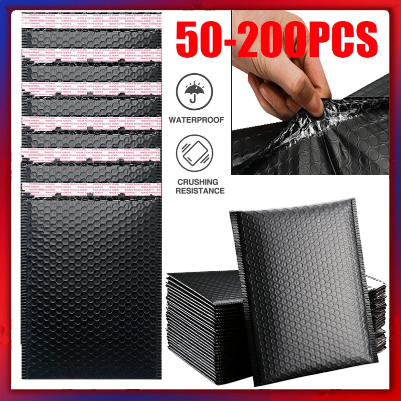 50-200PCS Bubble Mailers Black Foam Envelope Bags Self Seal Mailer Padded Envelopes Bag Bubble Mailing Bag Shipping Packages Bag