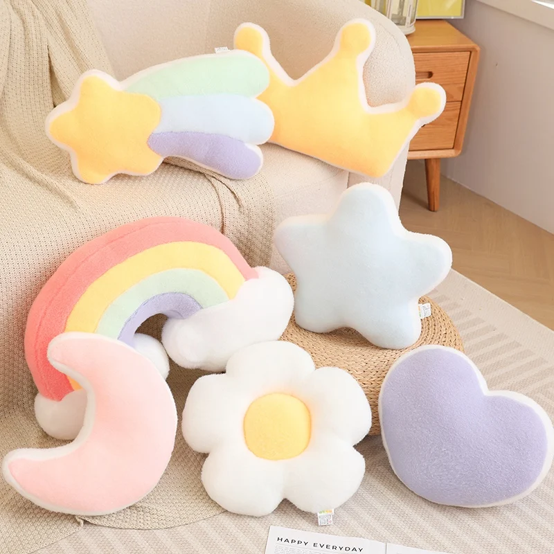 

Colorful Moon Flower Rainbow Star Plush Pillows Lovely Soft Stuffed Cartoon Homedecor Cushion For Birthday Christmas Gift
