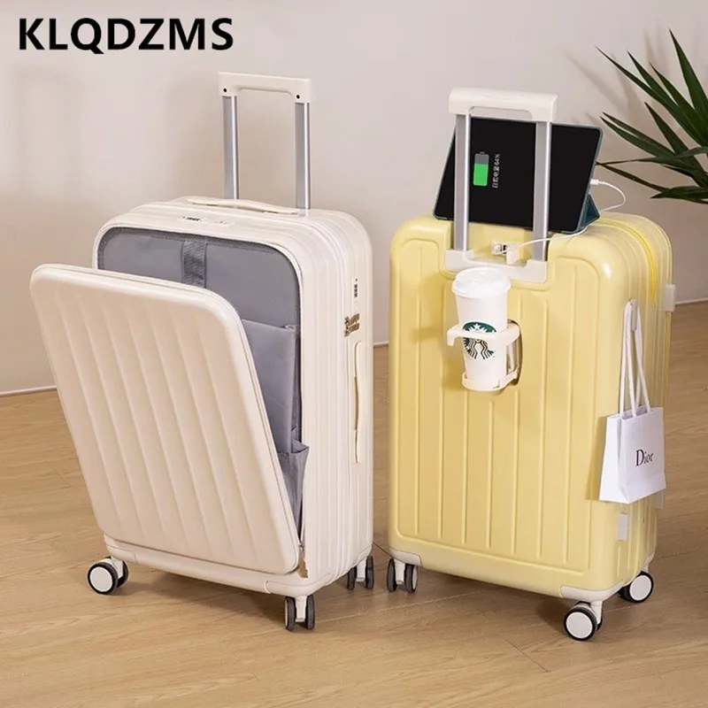 KLQDZMS 20 "22" 24 "26 pollici Trolley multifunzionale per bagagli di alta qualità con portabicchieri scatola d'imbarco valigia rotante