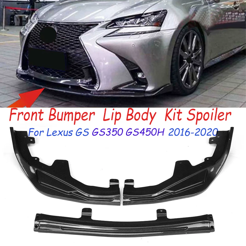 3pcsCar Front Bumper Splitter Lip Spoiler Diffuser Guard Cover Trim Body Kit For Lexus GS GS350 GS450H 2016 2017 2018 2019 2020