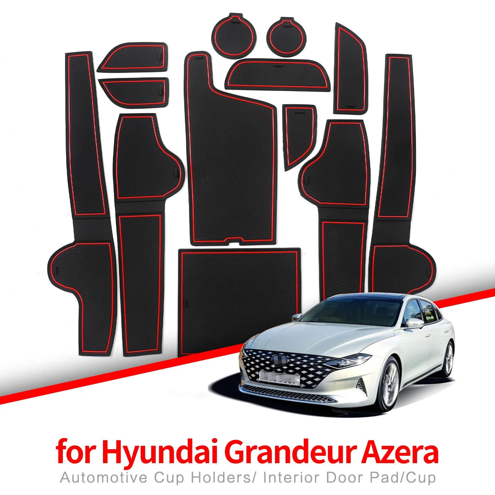 Anti-Slip Gate Slot Pad for Hyundai Grandeur Azera 2020 - 2022 Interior Accessories Cup Holder Non-Slip Door Groove Mat