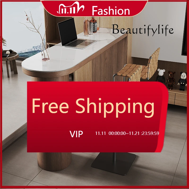 T Vintage walnut bar Nordic home solid wood bar table table desk living room rock slab bar