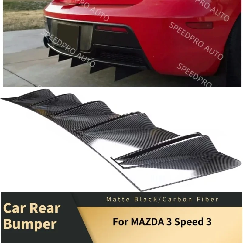 

For M-AZDA 3 Speed 3 Rear Diffuser 5 Fins Shark Bumper Splitter Spoiler Lip Car Body Kit Accessories Carbon Fiber