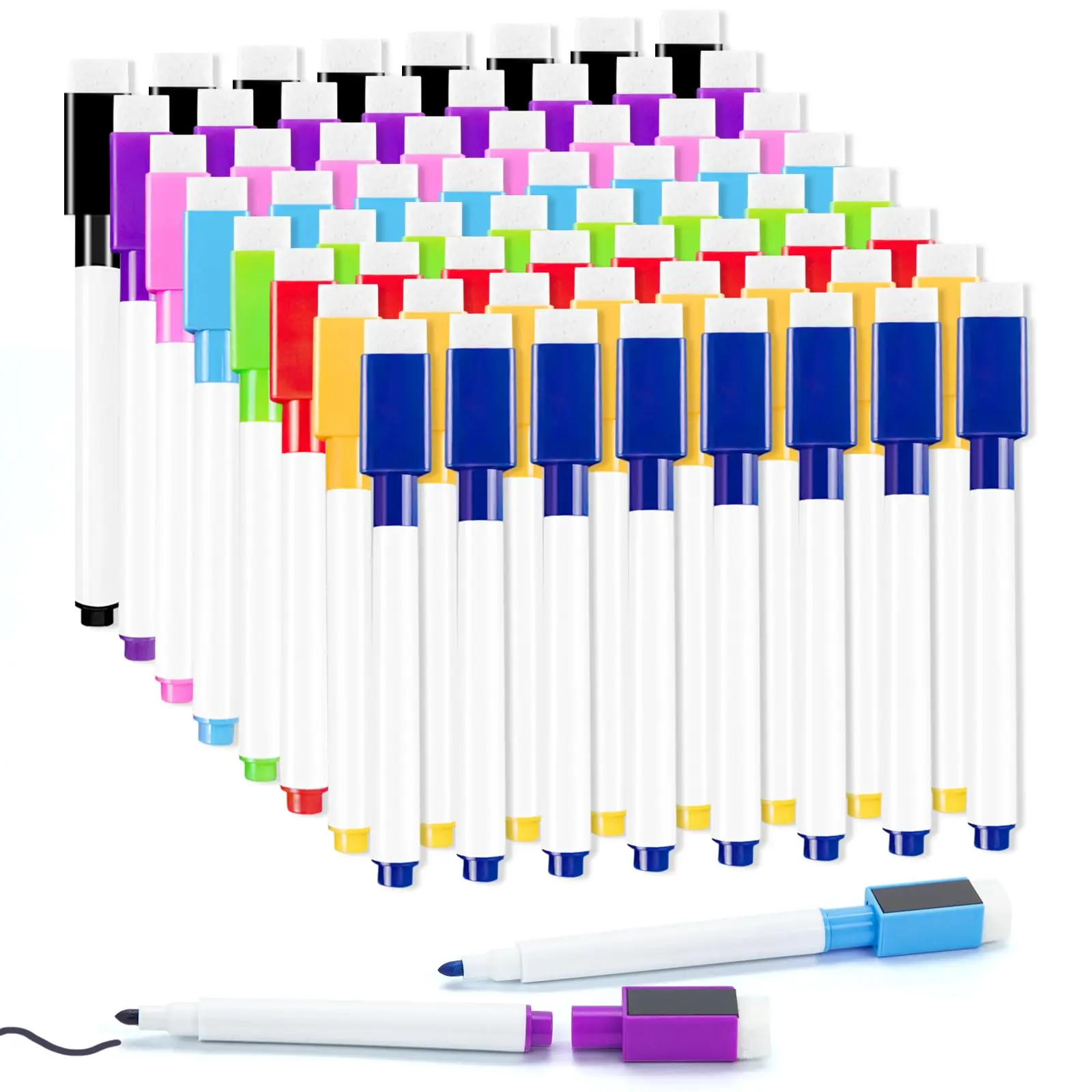 8 Marcadores Magnéticos de Colores para Pizarra Blanca con Tapa Borradora, Rotuladores de Borrado en Seco para el Hogar, Oficina y Escuela