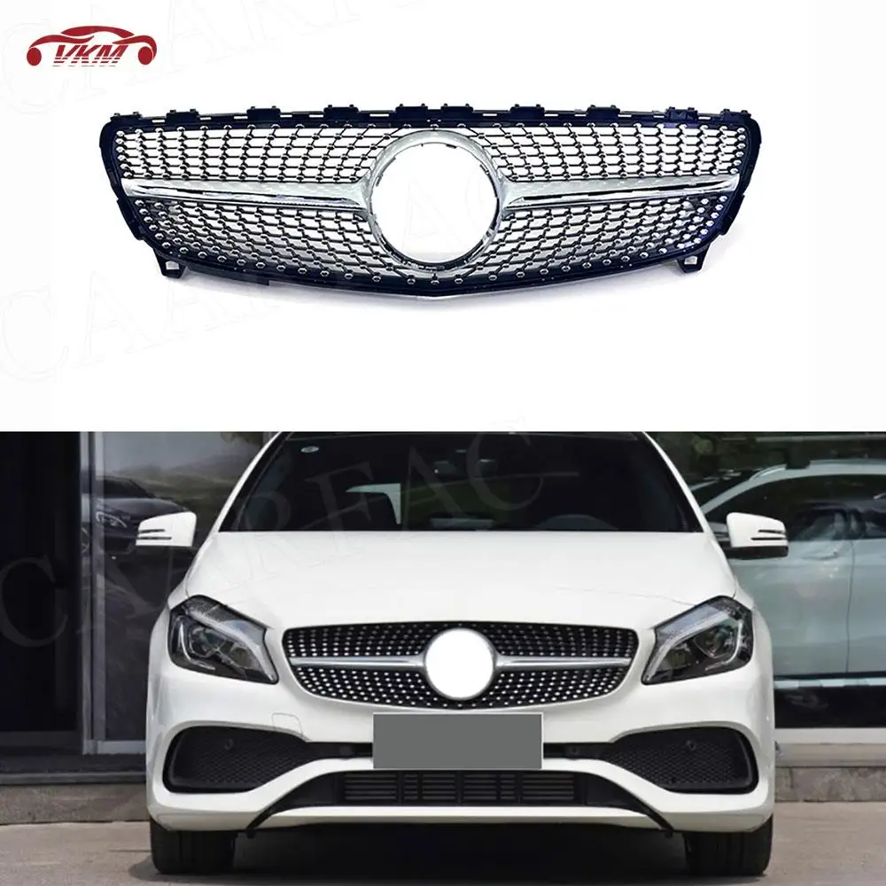 

ABS Front Bumper Grille for Mercedes Benz A class W176 A45 AMG 2013-2018 Car Racing Grills Car Styling Silver/Black