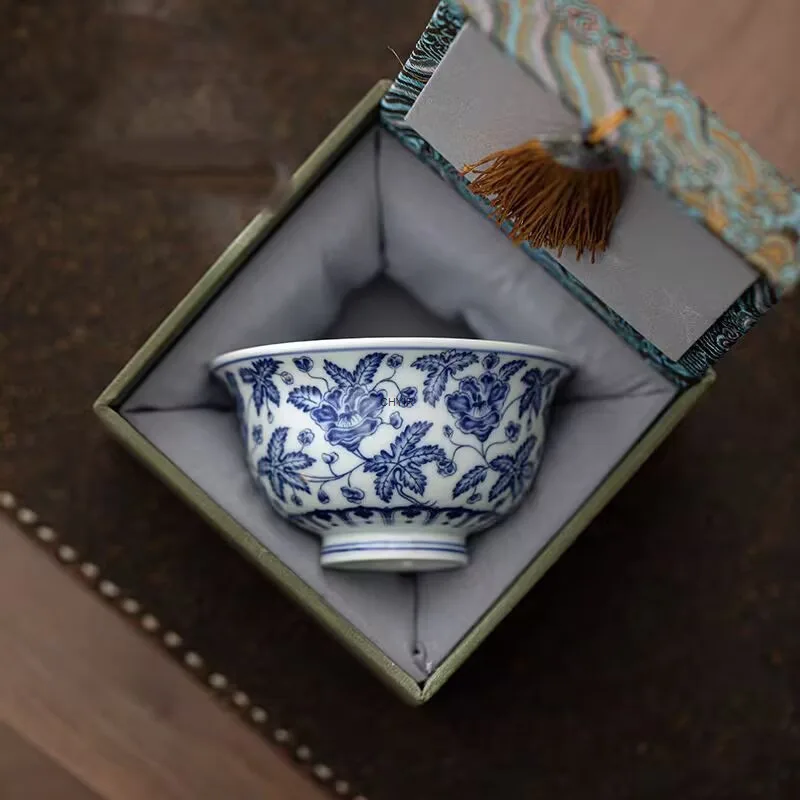 

Белая фарфоровая сине-белая чайная чашка Master Cup, одна чашка, керамическая чашка для чая кунг-фу, персональная чайная чашка