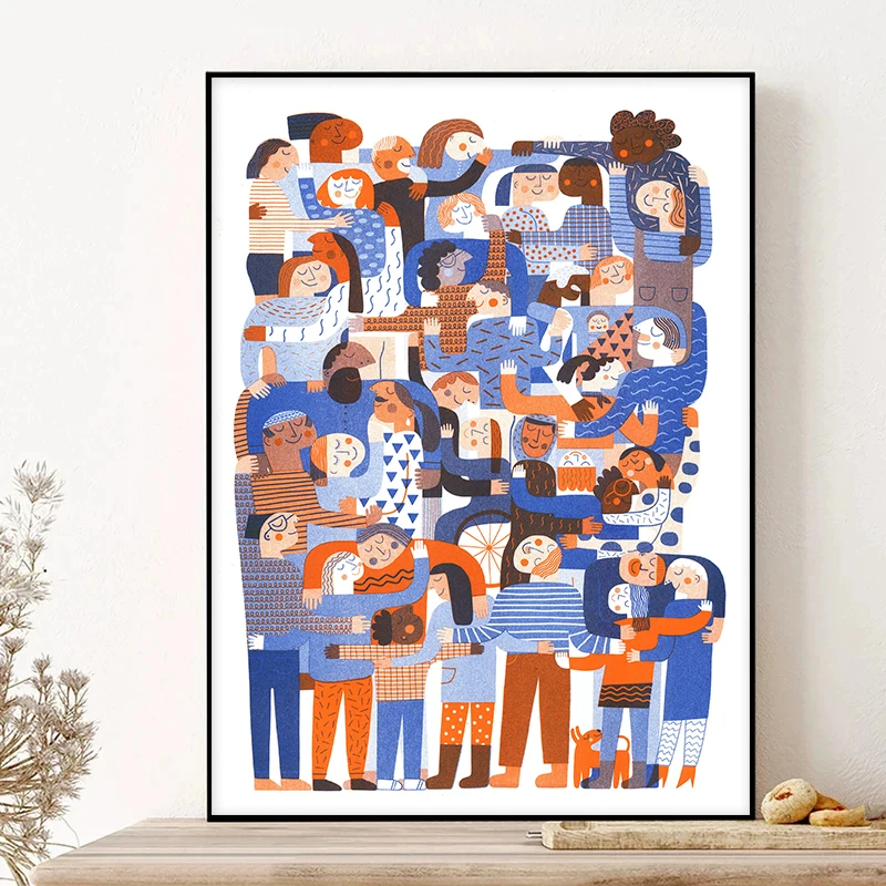 Group Hug Modern Creativity Artwork Poster Canvas Painting Print Wall Art Picture for Living Room Home Decoration