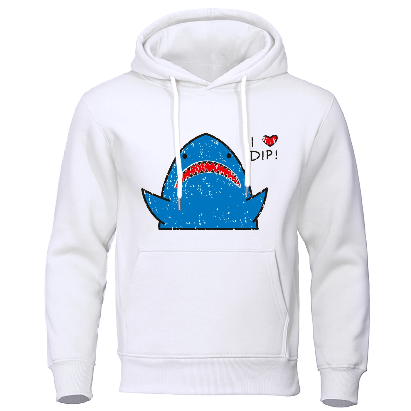 Shark Love Dip Printing Male Hoodie Simple Casual Hoody Autumn Warm Loose Sweatshirt Hipster Fleece Sportswears