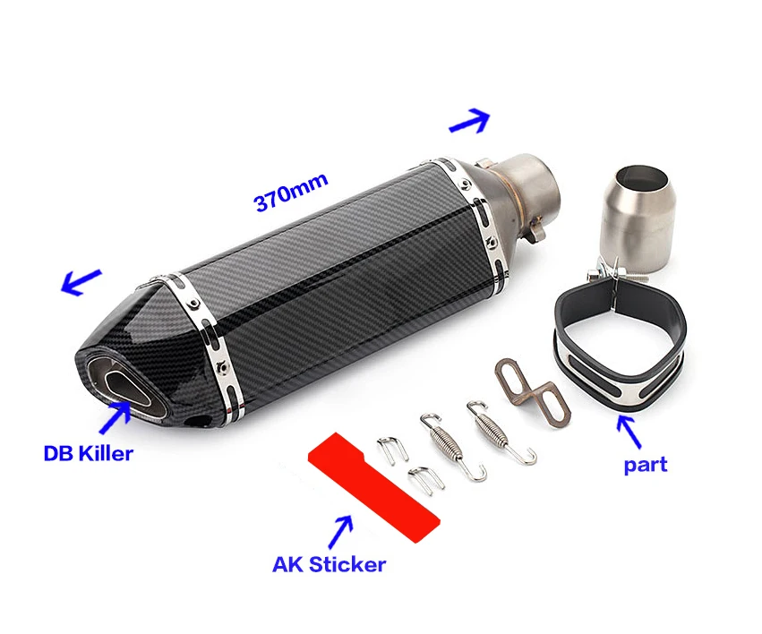 51mm Motorcycle Muffler Ak Exhaust Escape End Tail Silencer Pipe Pot DB Killer for CB400 Ninja250 MT09 Z800 R3 R25 MT07 z250 view 5