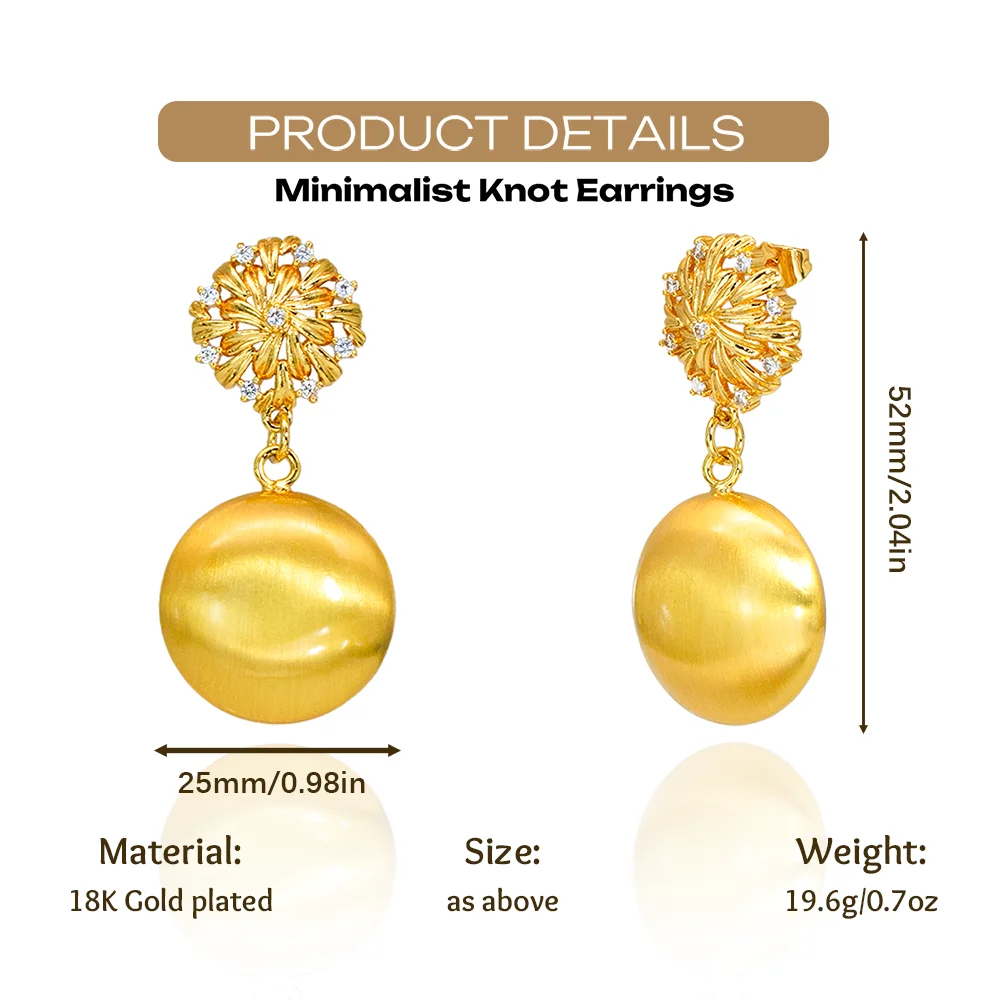 YTJX 18K vergoldete florale Zirkon-Ohrhänger, runde, mattgoldfarbene Ohrhänger für Damen, luxuriöses Geschenk für Abendpartys – Detail 2