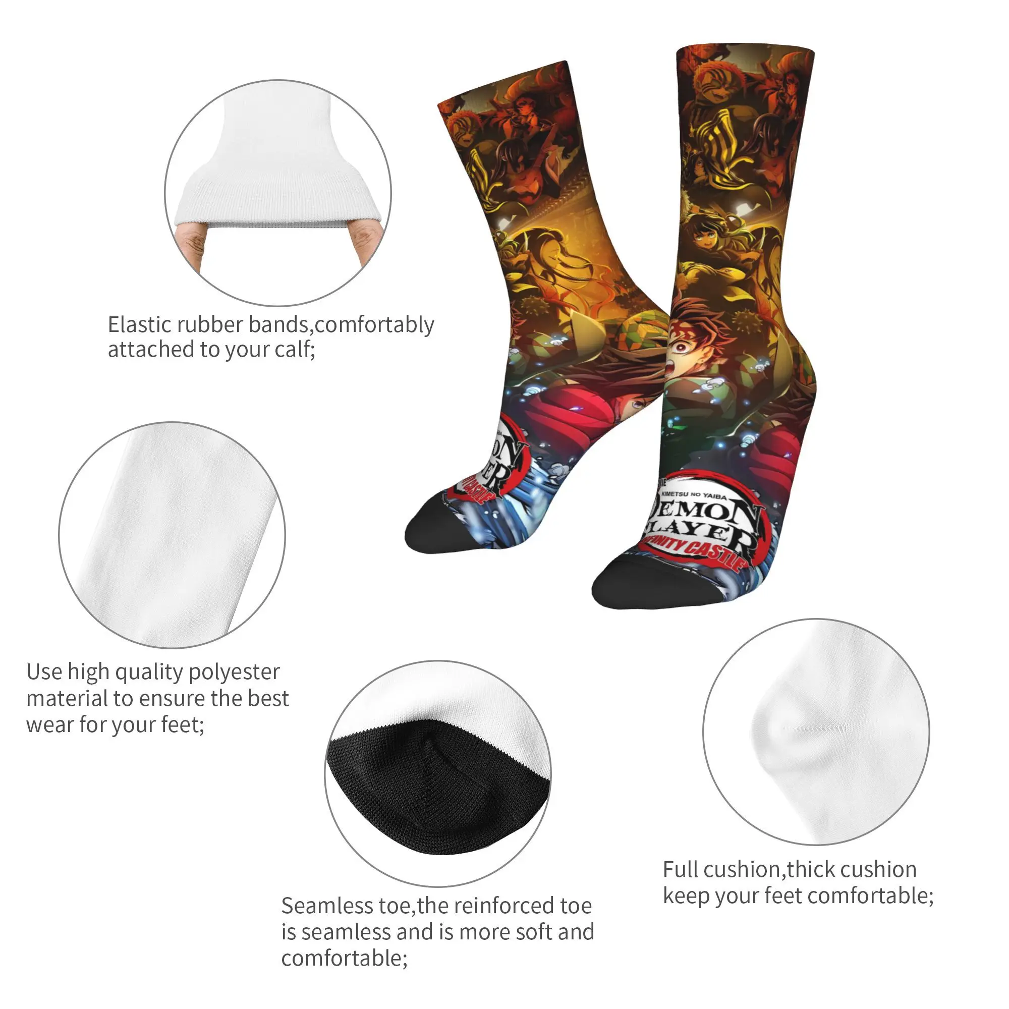 D-Demon Slayer Nezuko Giyu Tomioka Socken rutschfeste Strümpfe Damen Herren atmungsaktive Skateboard-Socken Herbst trendige Muster-Socken