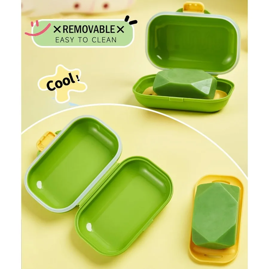 100 علبة صابون للسفر مانعة للتسرب مع غطاء لبار حامل الصابون استنزاف صحن الصابون مثالية للحمام دش الصالة الرياضية المدرسة التخييم Vac #5