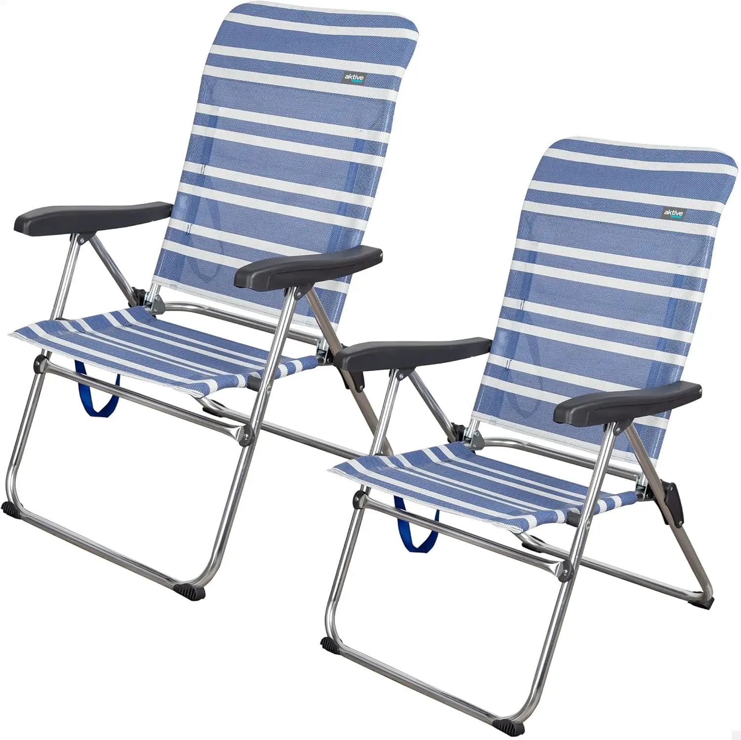 62260 - Pack de 2 Sillas Plegables Ligeras para Playa, Jardín, Terraza o Camping, Medidas 47x63x93 cm, 5 Posiciones, Robu