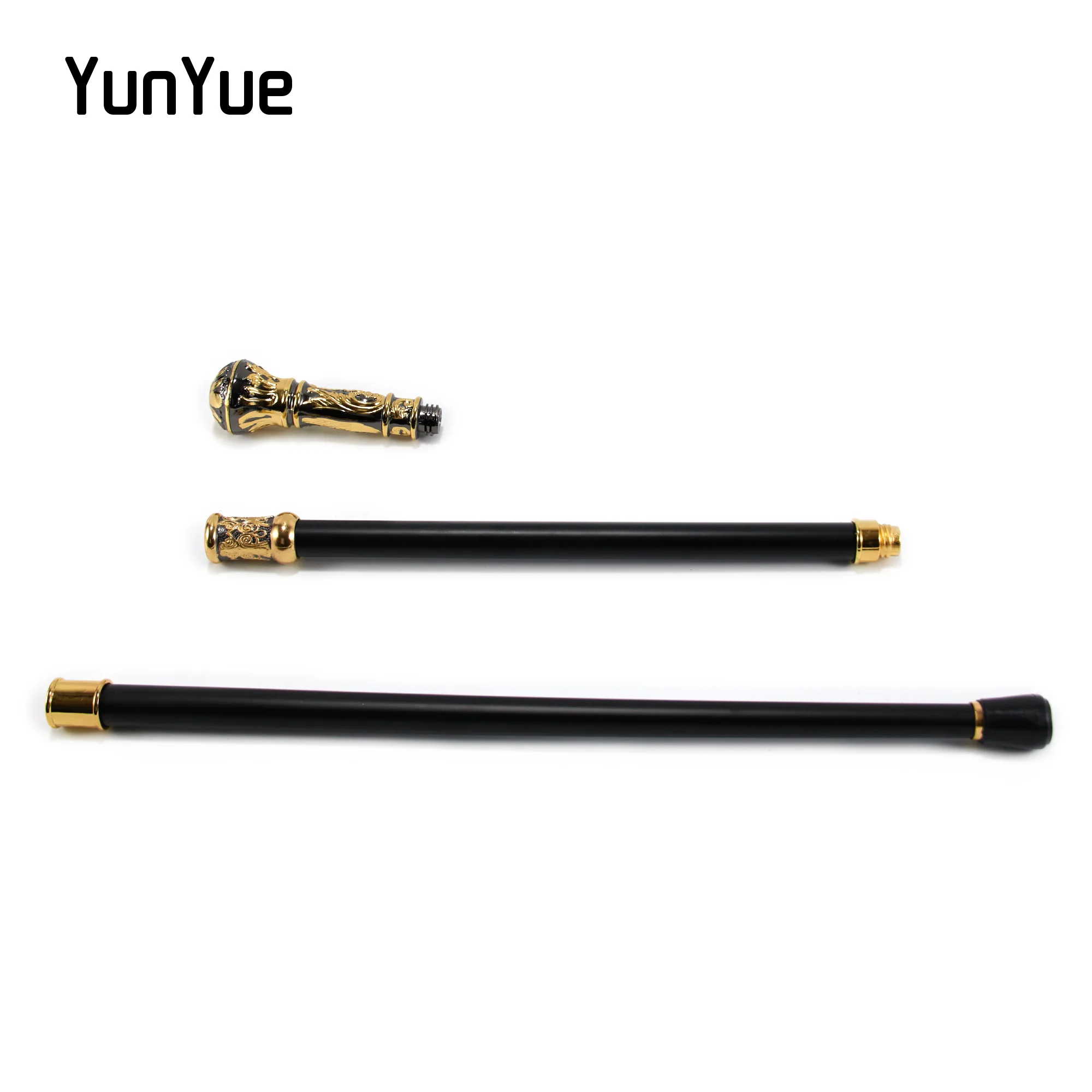 Golden Black Luxury Round Handle Fashion Walking Stick for Party Suits Decorative Walking Canes Gentlemen Elegant Vintage Cane