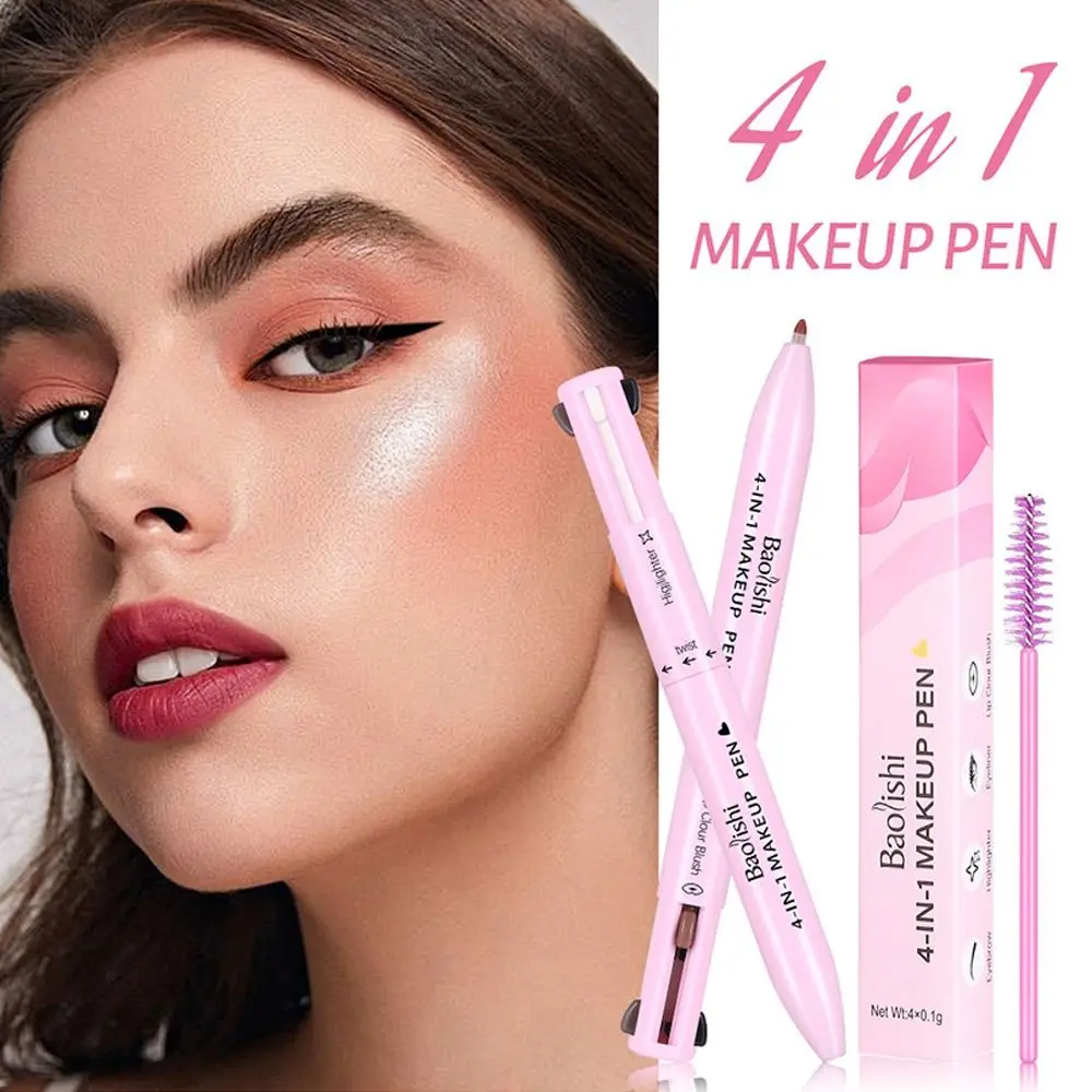 Przenośny, wielofunkcyjny pisak do makijażu 4 w 1, długotrwały, gładki, kompaktowy eyeliner podróżny, wodoodporny konturówka do ust, letni prezent.