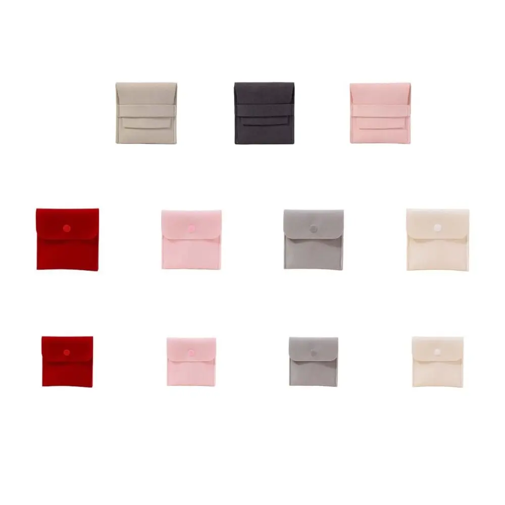 Microfiber Velvet Mini Jewelry Display Bag Foldable Small Necklace Ring Packing Bag Solid Color Storage Case Earrings Organizer