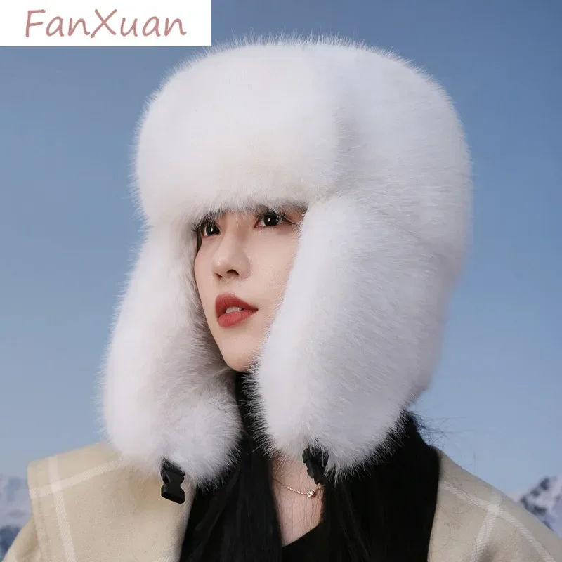 New Fashion Women Winter Hat Faux Fur Plush Russian Hat Warm Trooper Trapper Cap Beanies