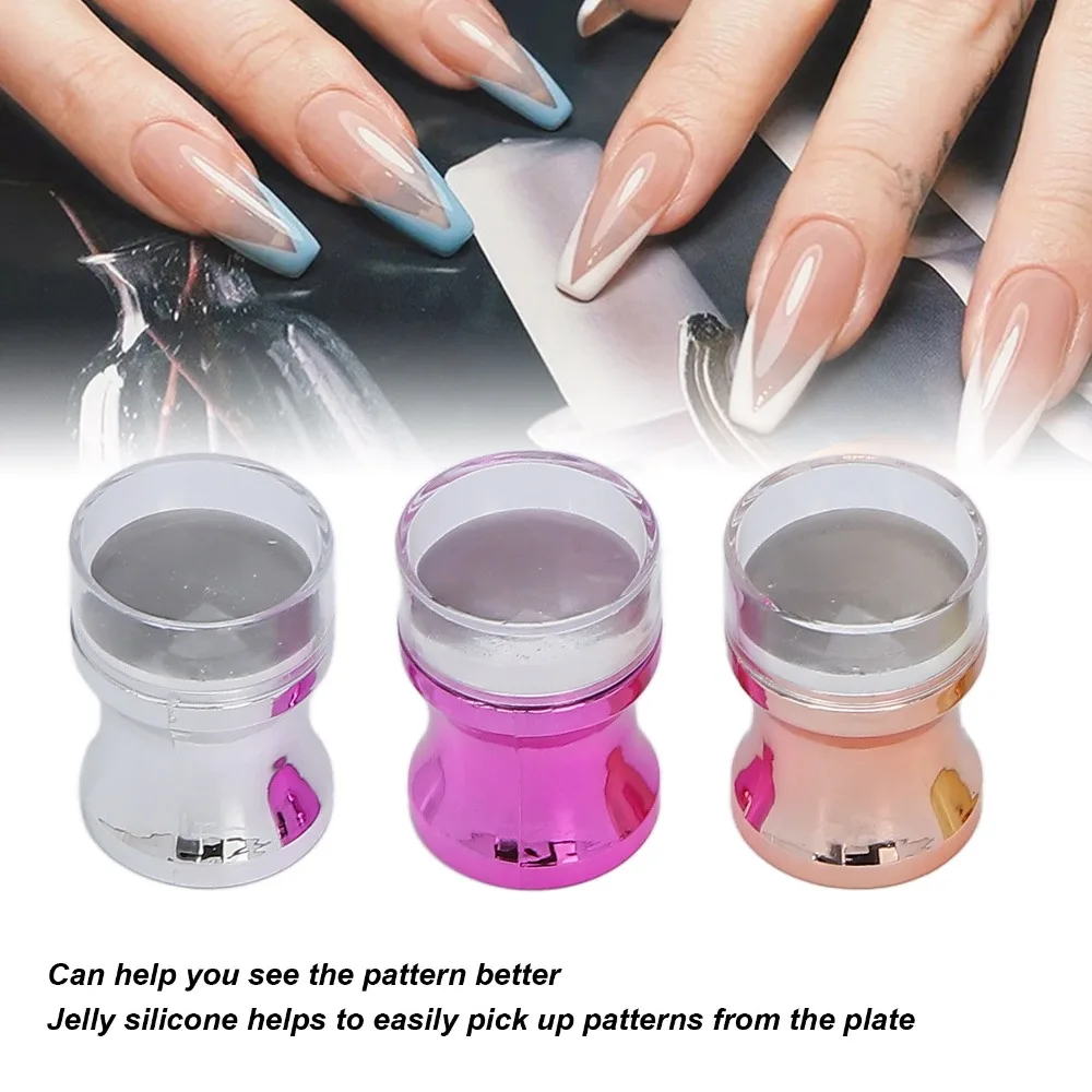 6pcs Transparent Nail Art Stamper 6 Colors DIY Nail Decoration Silicone Stamper Silicone Professional Stamping Manicure Stamper