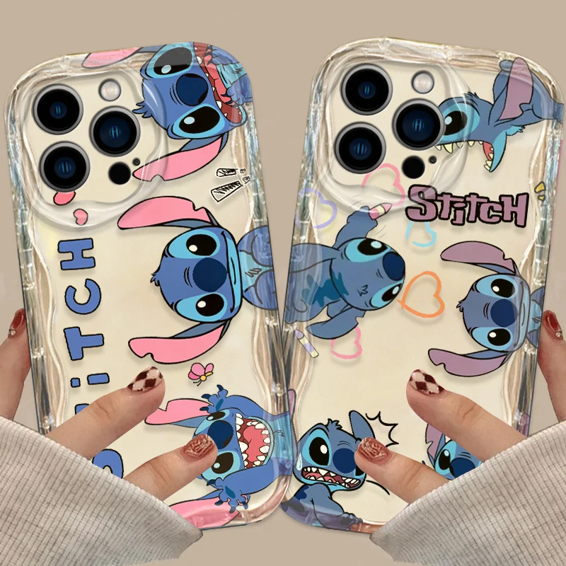 Stitch Fashion Love For Apple iPhone 15 14 13 12 11 XS XR X Pro Max Plus Wave Oil Funda Cover Phone Case