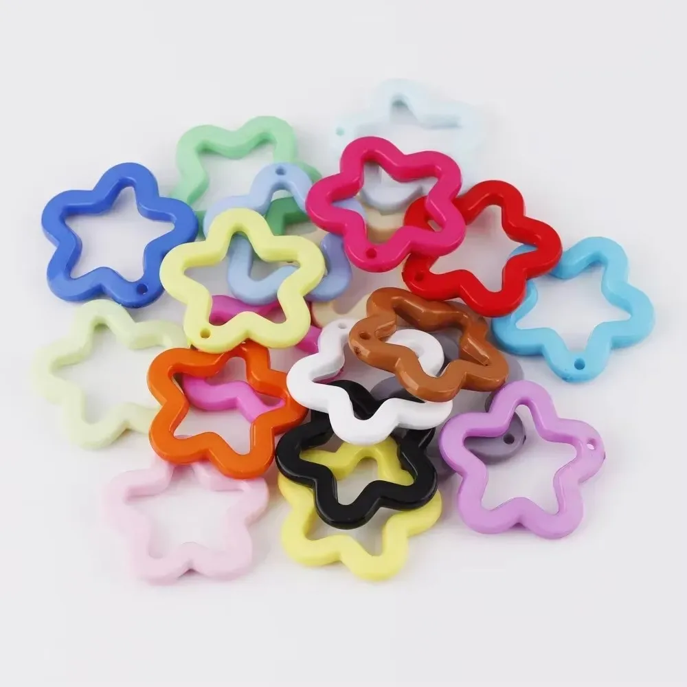 20 piezas acrílico estrella hueca estrellas de cinco puntas colgantes dijes para collar llavero pendiente Diy joyería suministros hallazgos