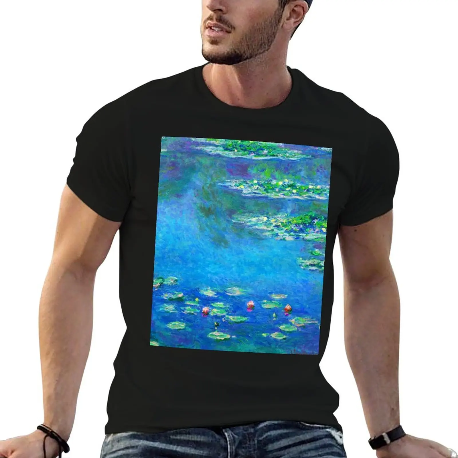 Claude Monet Water Lilies Color-Enhanced T-Shirt vintage boys whites mens cotton t shirts