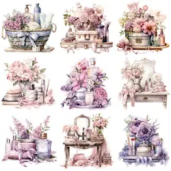 Iron-on Transfer For Clothing Vintage Floral DIY Washable T-shirts Thermal Stickers Toiletry Clipart / Perfume Patches Appliqued