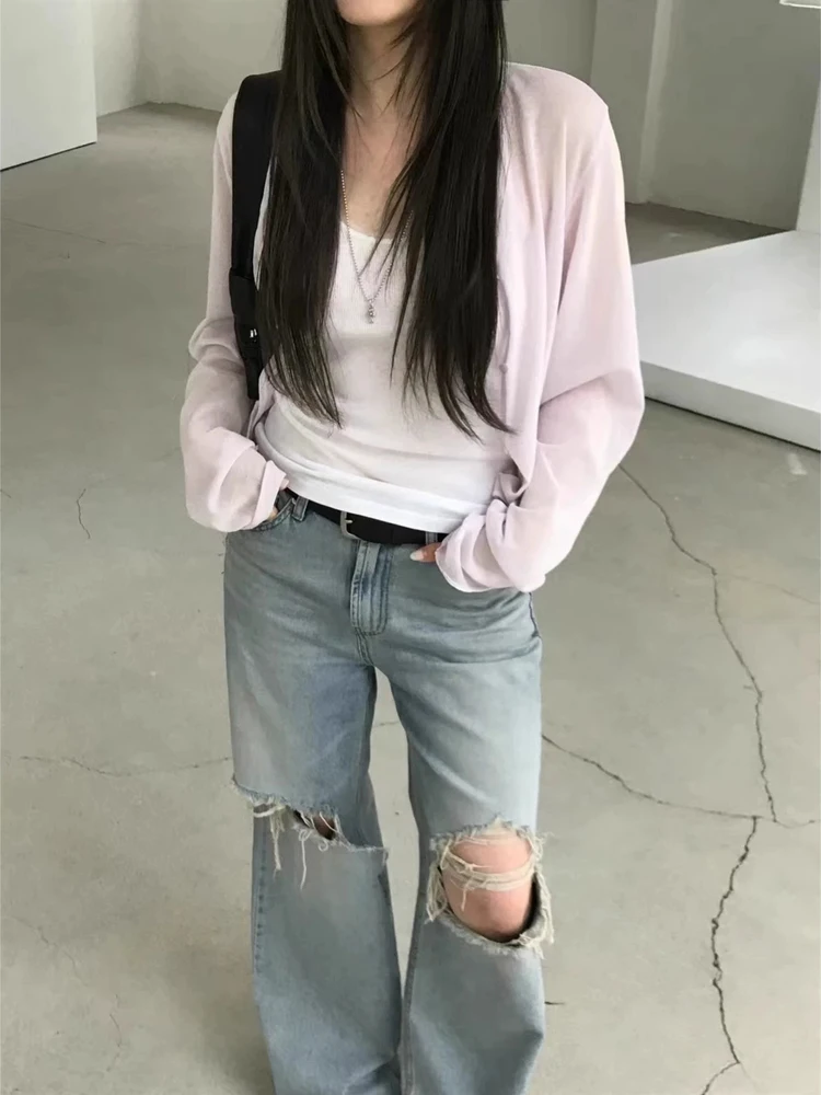 

Sle Thin Knitted ort Cardigan Women's Summer Sun Protection Outerwear Lazy Sle Air Conditioner irt