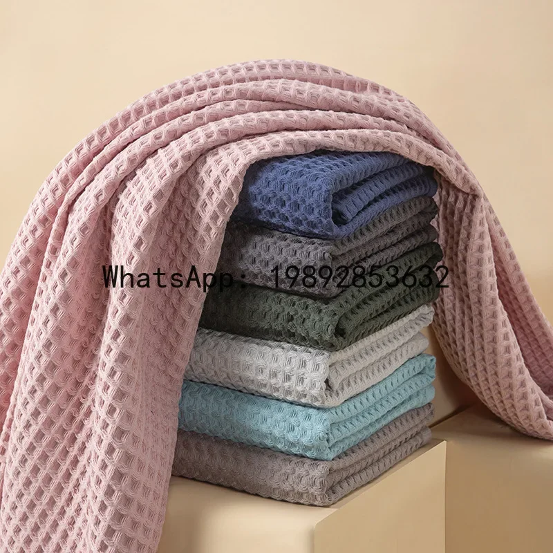 

pure cotton waffle household soft absorbent honeycomb pure cotton enlarged bath towel