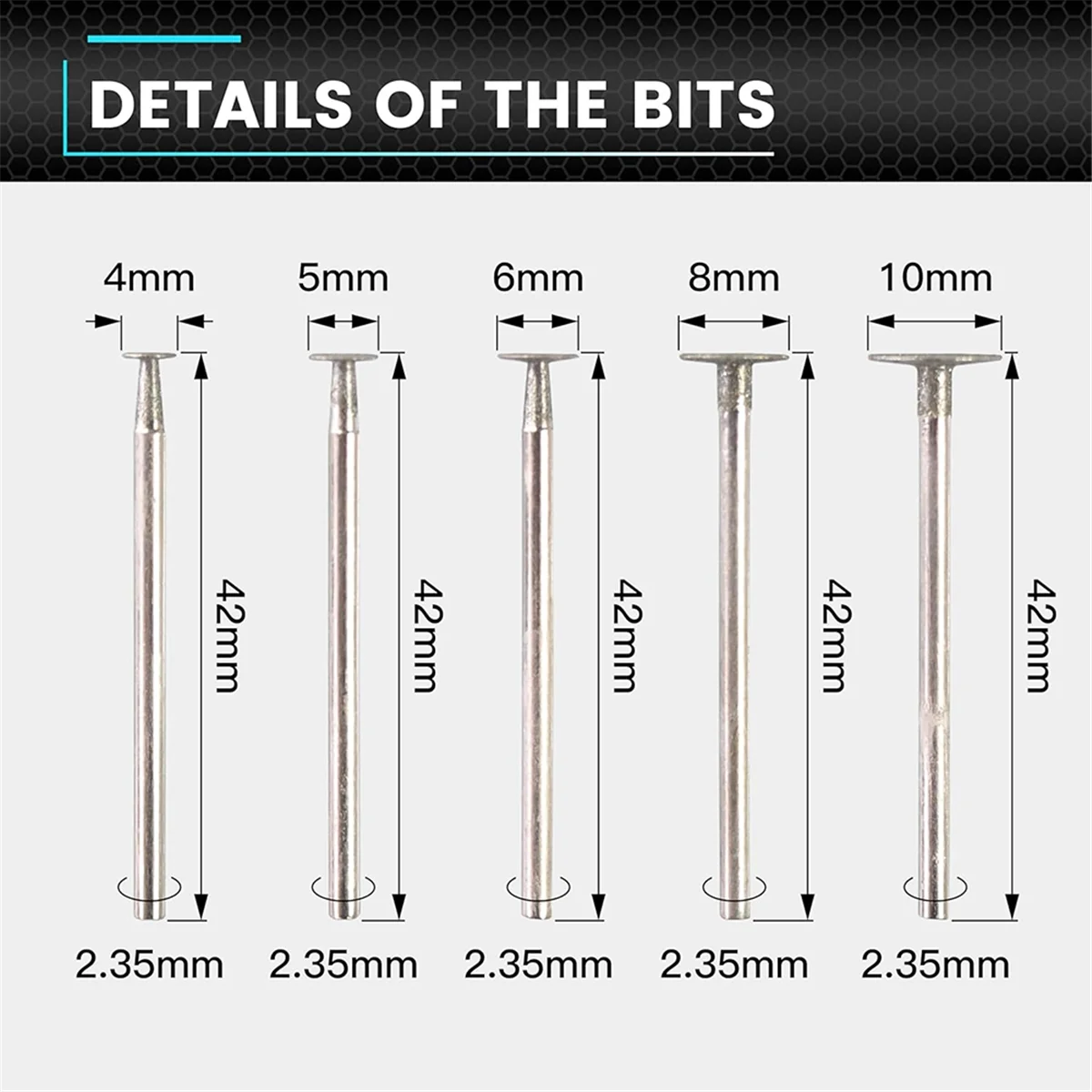 ABNJ 10pcs T Shape Diamond Burr - 3/32Inch Shank Mini Channel Cutting Burs Diamond Mounted Stone Carving Bits